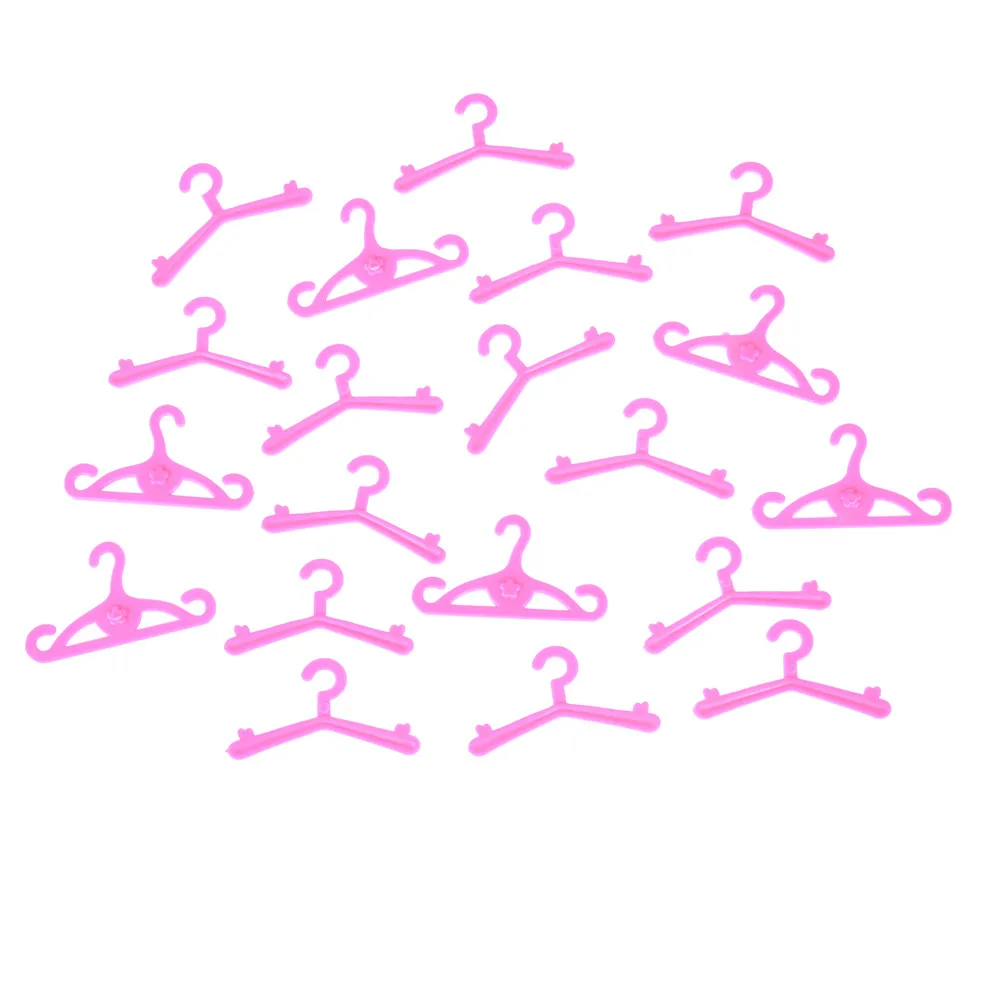 

20 Pcs/Lot For Doll Pretend Play year Girls' Gift Pink Hangers Dress Clothes Accessories