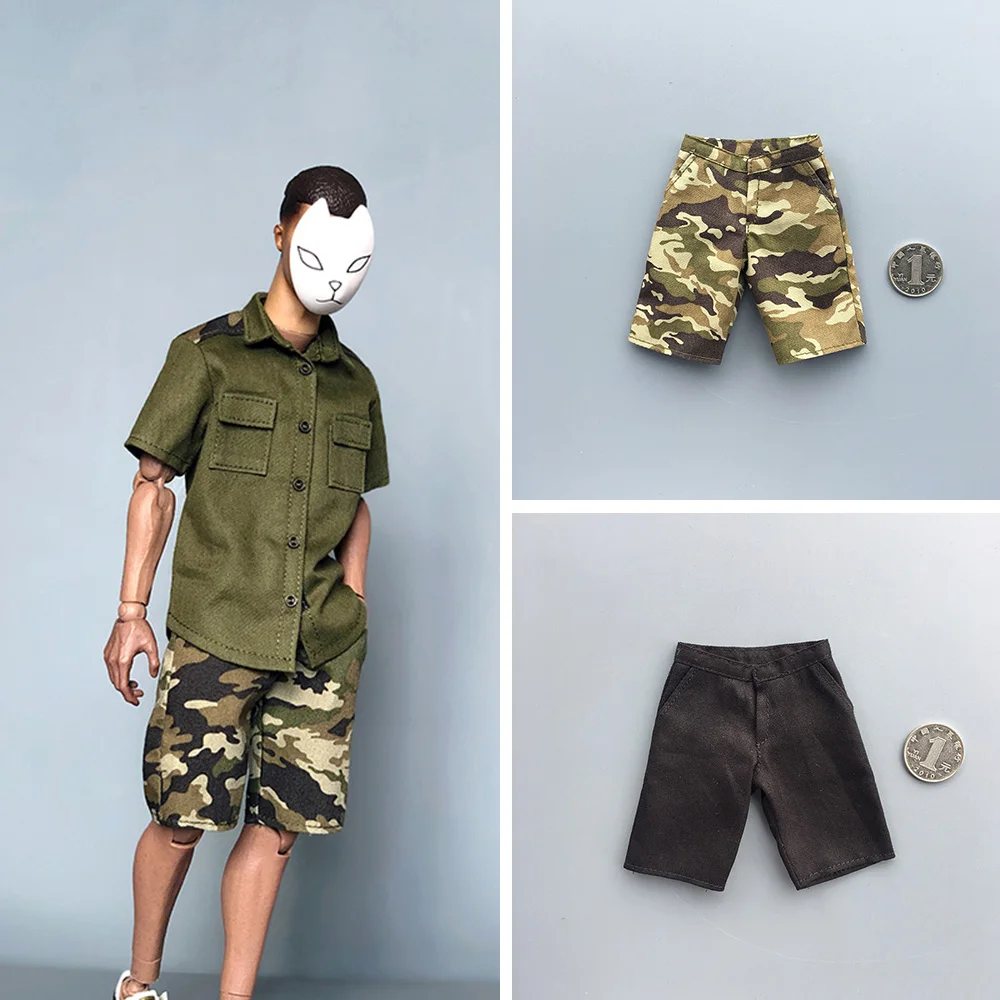 

1/6 Scale Male Soldier Camouflage Black Shorts Overalls Trousers Pants For 12 inch HT SS DAM Body model Action Figure Toys