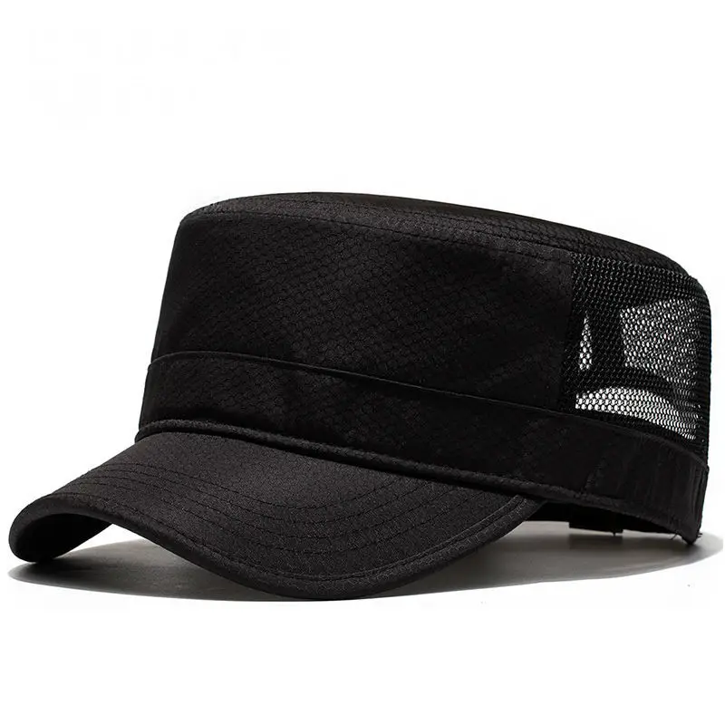 

Big Head Man Large Size Army Flat Top Sun Cap Men Summer Polyester Plus Size Mesh Military Hat 55-60cm 60-65cm