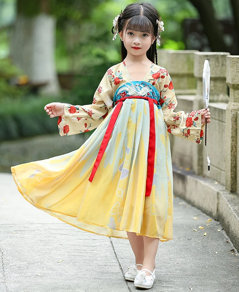 Осеннее платье в китайском стиле Hanfu для девочек детское супер сказочное