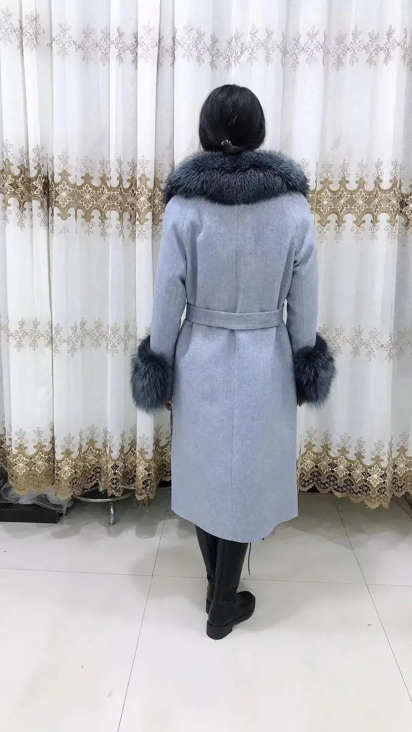 Женское кашемировое пальто AMSIIKE новинка 2019 утепленный стиль шерстяной воротник и