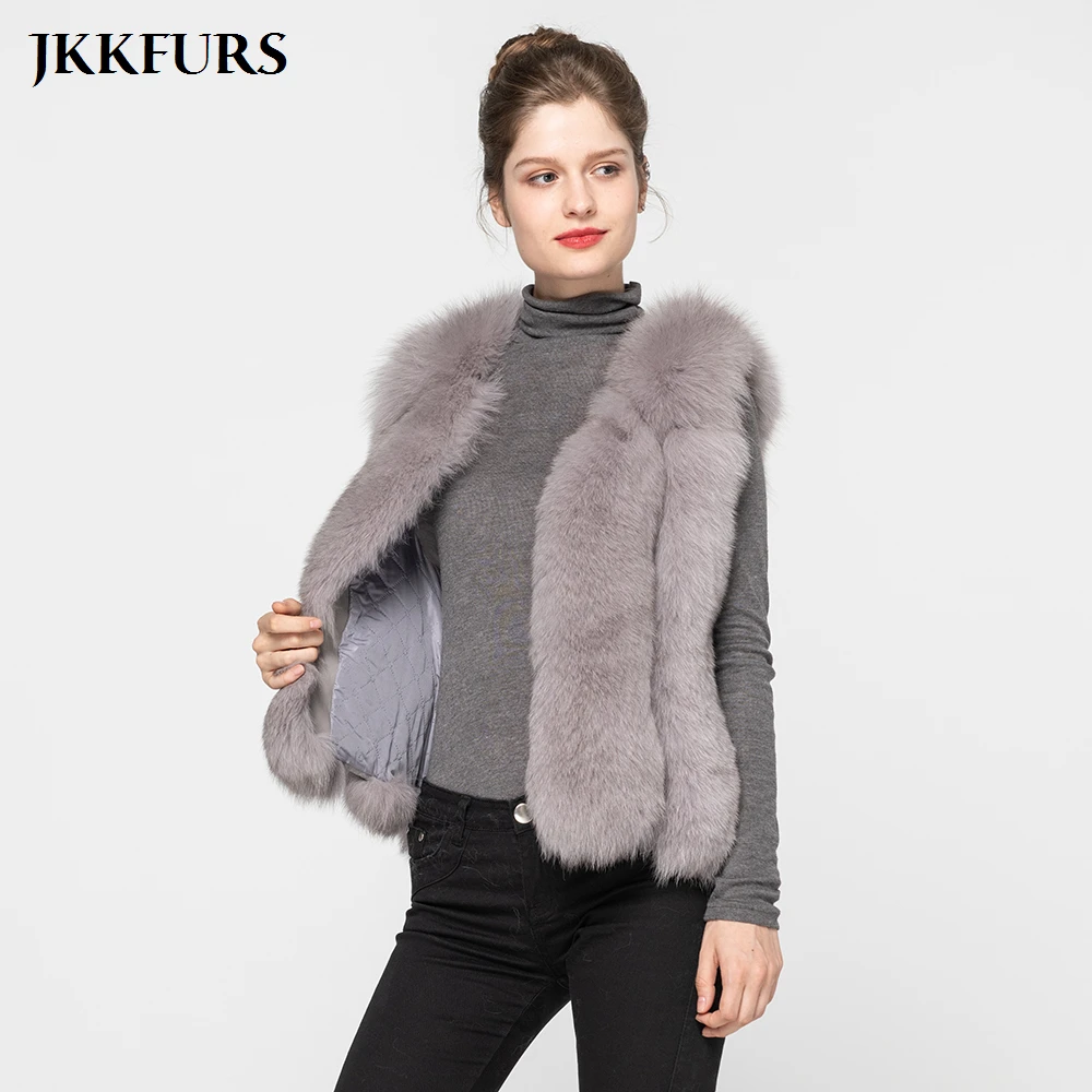 2021 Большая распродажа Женские туфли с натуральным лисьим мехом меховой жилет