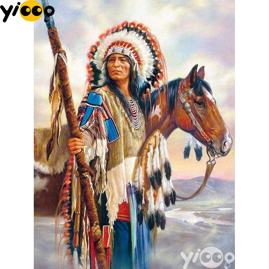 

Full Square/Round Diamond Embroidery Spirit of Indians 5D Diamond Painting Rhinestone Mosaic Home Decor Gift AX3044