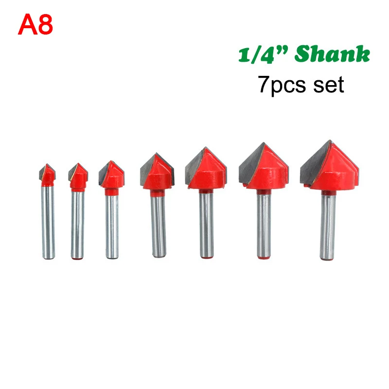 

1/7Pcs Surface Router Bit Milling Cutter Engraving Woodworking Handle Carbide Line