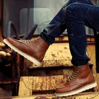 Мужские ботинки, модные кожаные зимние ботинки, мужские водонепроницаемые ботинки с мехом, сохраняющие тепло, ботинки Bot, Land Shoes, мужские ботильоны на шнуровке
