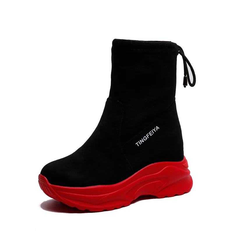 

2020 Autumn Ankle Boots Woman Casual Elevator Wedge Platform Sneakers Suede Leather Breathable Short Boots Women Winter Boots