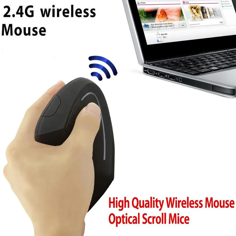 

6D 2.4G Wireless Ergonomic Vertical Mouse Left hand Optical 1600DPI Low Noise Mouse Desktop Pc Gamer Laptop Silent Gaming Mic