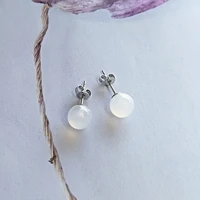 trendy earrings 925 silver jewelry with white jade gemstone stud earrings accessories for women wedding party gifts wholesale