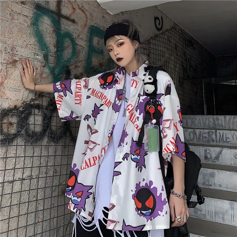 Лето 2020 новая молодежная популярная рубашка в стиле Харадзюку Ретро стиль с