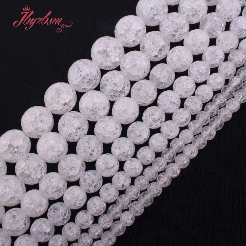 6 8 10 мм Круглые граненые треснутые Белые Каменные кварцевые бусины из