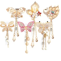 6pcs lot retractable badge holder with alligator clip retractable cord id badge butterfly tassels pendant style