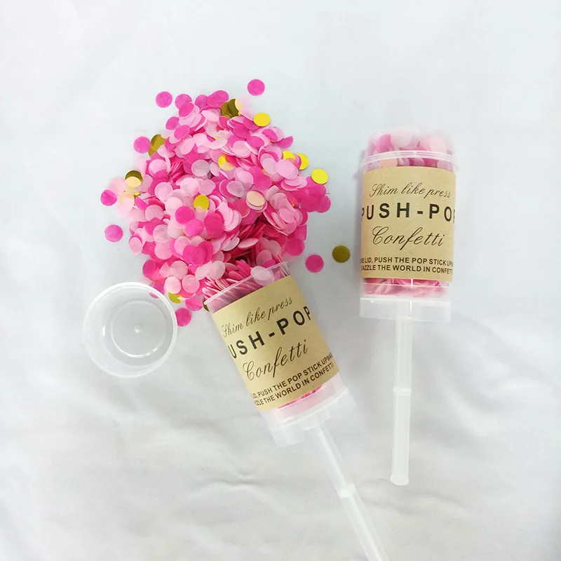 1 разноцветный Набор Push Pop конфетти Push Poppers украшение для свадебной вечеринки 1 см бумажные конфетти металлик С Днем Рождения Декор
