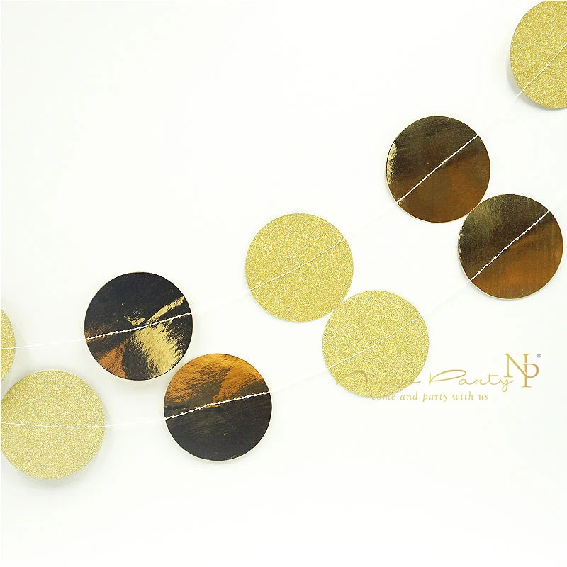 Nicro 3 м Золотая Бумажная гирлянда круглая для улицы на Рождество день рождения