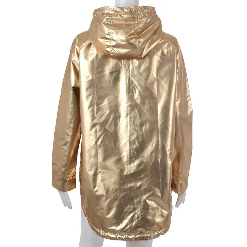 Женская толстовка с капюшоном и длинными рукавами на весну осень золотой плащ из