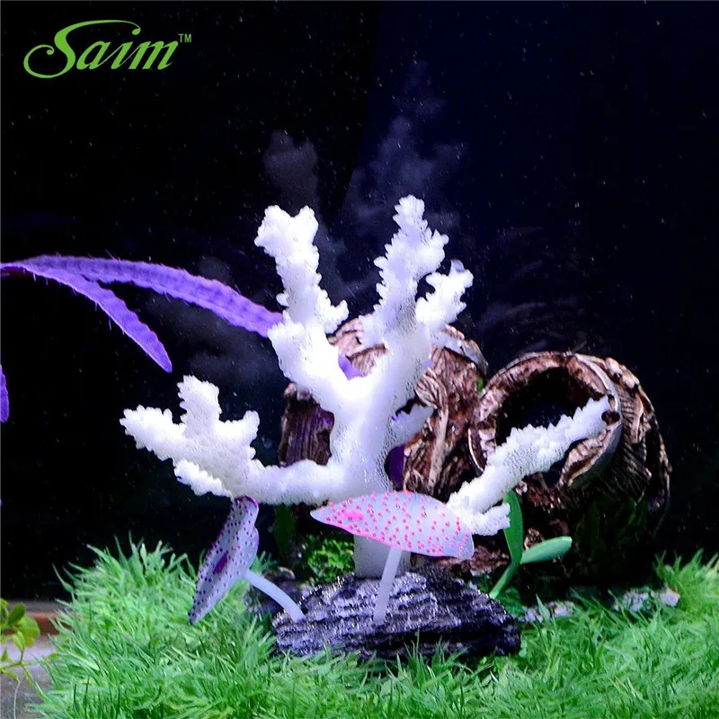 Силиконовые Коралловые украшения для аквариума Saim светящиеся Искусственные коралловые растения