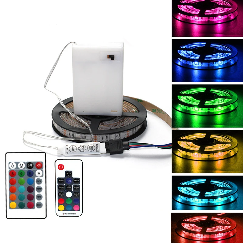 

5V LED Battery case 5050 RGB Colorful change led strip lights stripe TV background wall home decoration Moving light strip