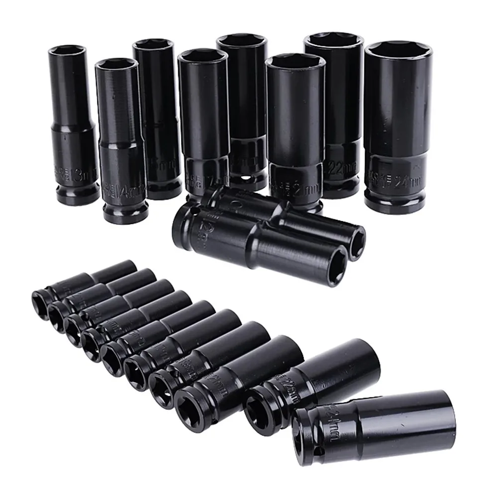 

1 Pcs Hex Socket 1/2 "drive Electric Impact Wrench Hex Key And Head Kit 8-24mm Black Adapter Wrench Converter Manipulator Tool