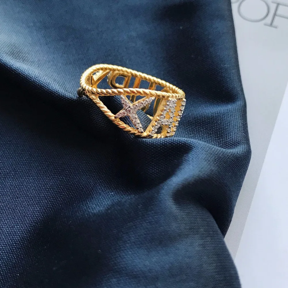 Новые полые начальные буквы Amour золотистое кольцо для женщин девочек Циркон cz Кольцо с алфавитом 925 серебро Франция monaco ювелирные изделия