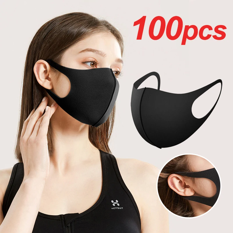 

4Pcs Mouth Mask PM2.5 Anti Haze Black Dust Mask Nose Filter Windproof Muffle Bacteria Fabric Cloth Respirator Face Care