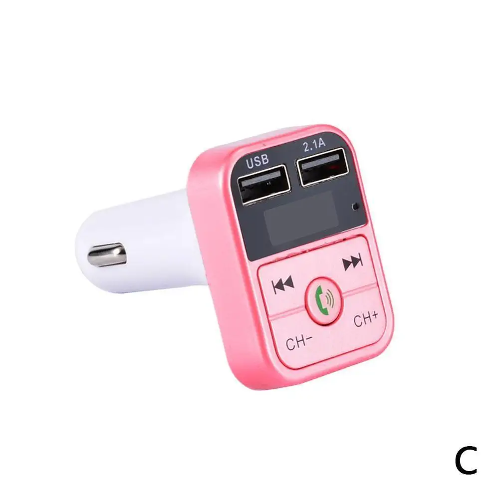 Автомобильный комплект громкой связи беспроводной Bluetooth fm-передатчик ЖК MP3-плеер USB зарядное устройство 2.1A автомобильные аксессуары Handsfree Авто fm-модулятор - Название цвета: Розовый