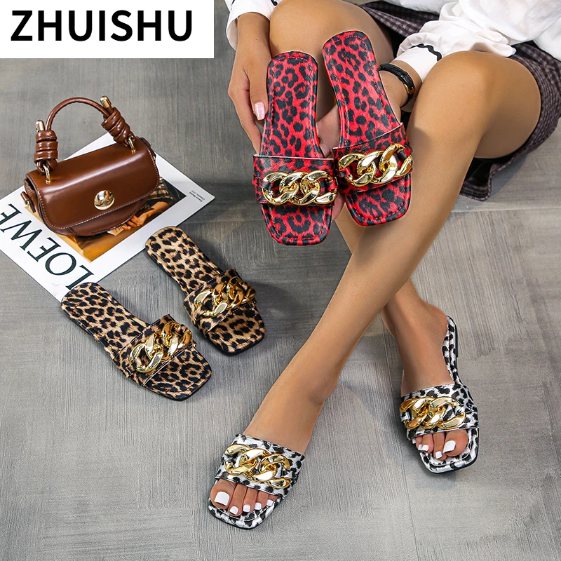 

Leopard Print Flip Flops Women Summer New High-quality Beach Female Sandals Non-slip Casual Flat Slippers Polka-dot Slippers