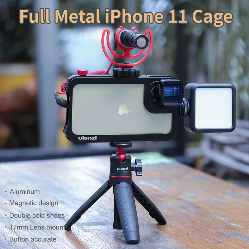 Ulanzi Vlog металлический корпус клетка для iPhone 11 видеосъемка запись Vlogging чехол с
