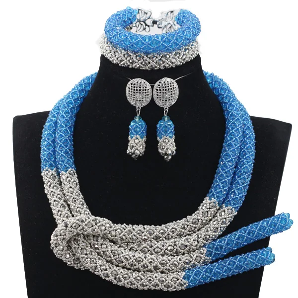 Великолепный синий и серебряный Африканский бриллиант набор ювелирных изделий