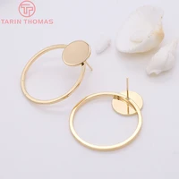 19244pcs 30x35mm 24k gold color brass round stud earrings diy high quality jewelry findings accessories