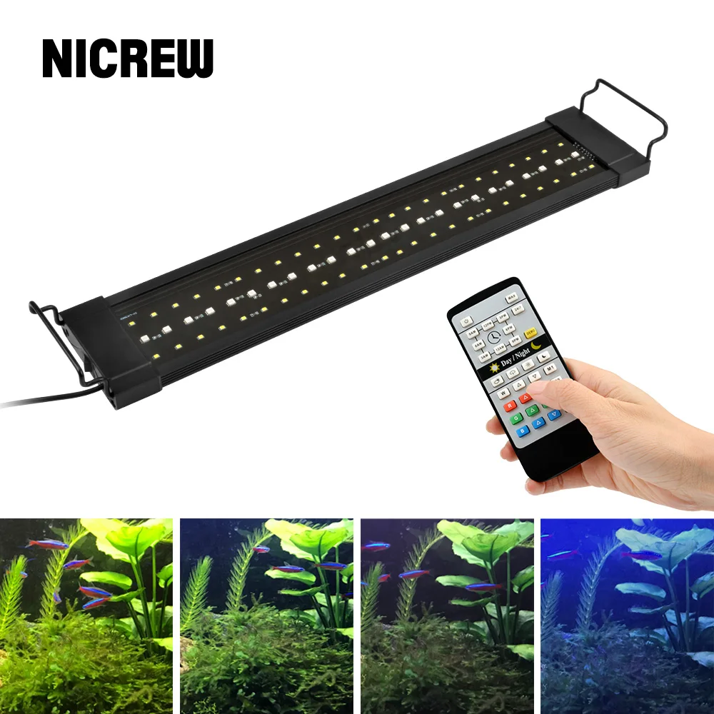 

NICREW 32-74cm Planted Aquarium LED Lighting Lamp 110V-240V Automated Timer Dimmer Fish Tank Light for Aquarium