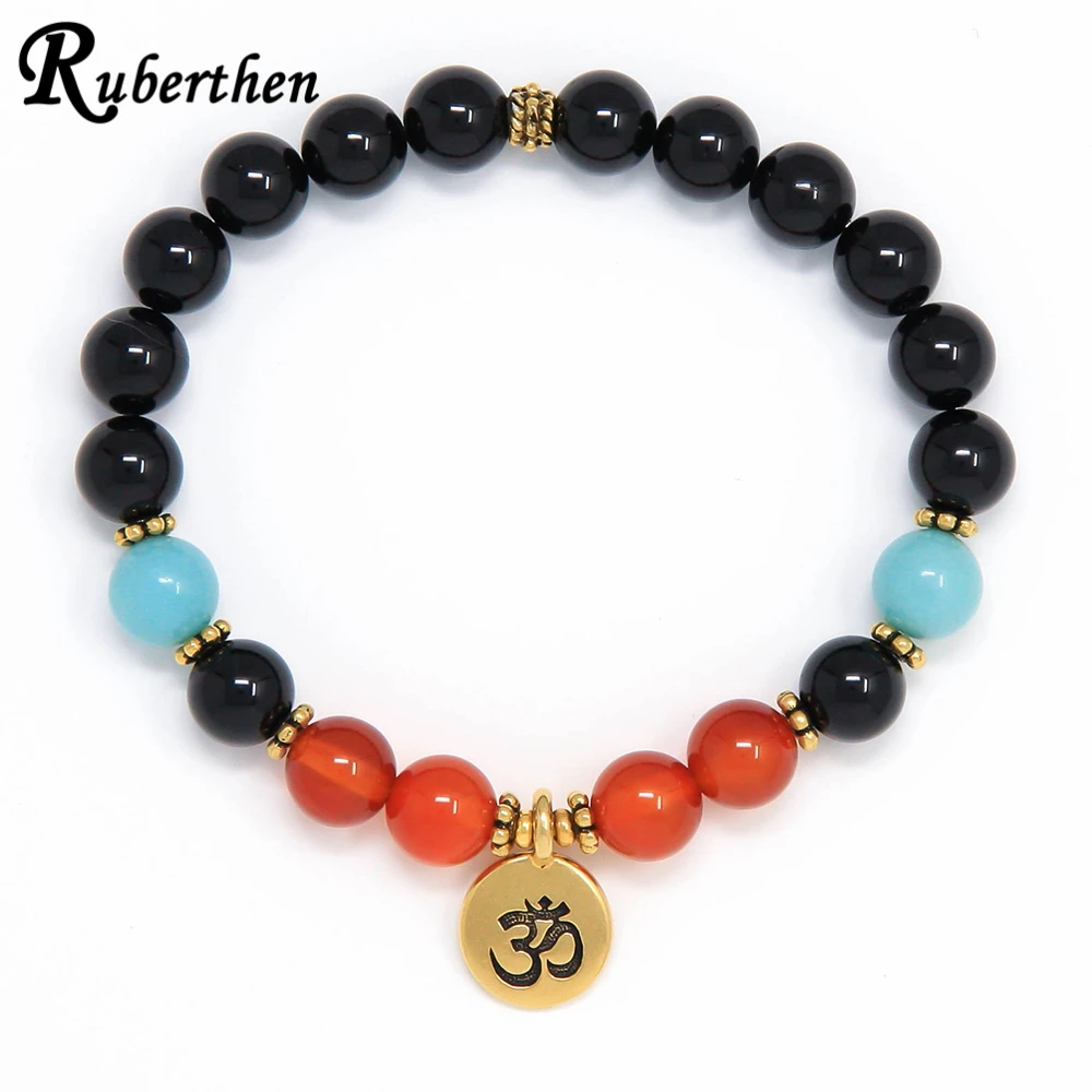 Ruberthen браслет из натурального черного турмалина с бусинами для женщин духовного