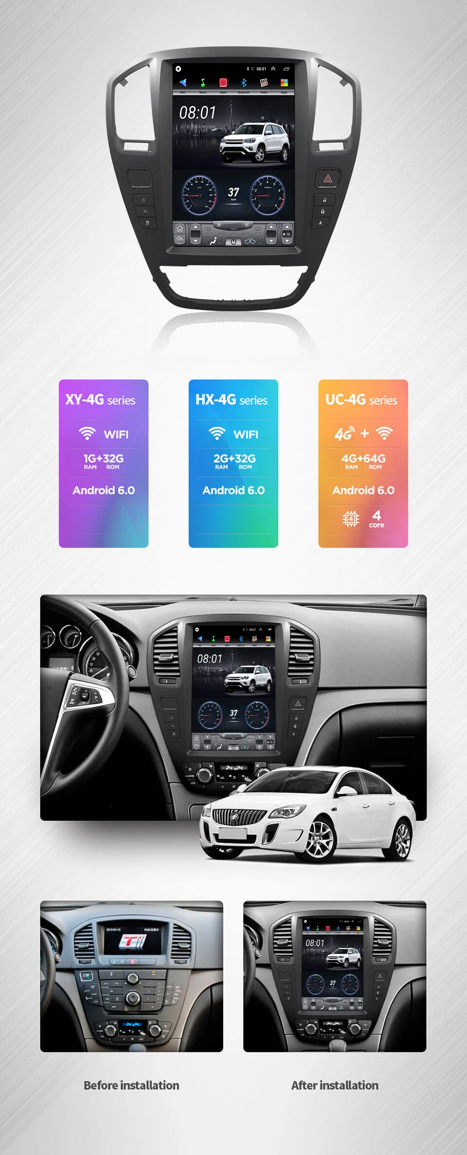 4G Lte 64G rom вертикальный экран android автомобильный gps мультимедийный видео радио плеер в тире для opel insignia автомобильный навигатор стерео