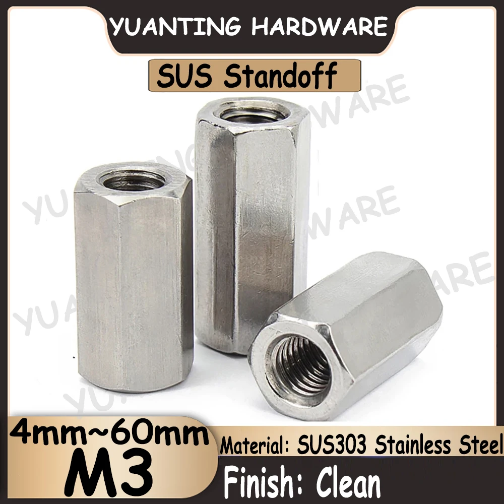 

5Pcs~20Pcs M3x4mm~60mm Female to Female SUS303 Stainless Steel Standoff Spacer Hexagon Stud Hollow Pillars Isolation Column