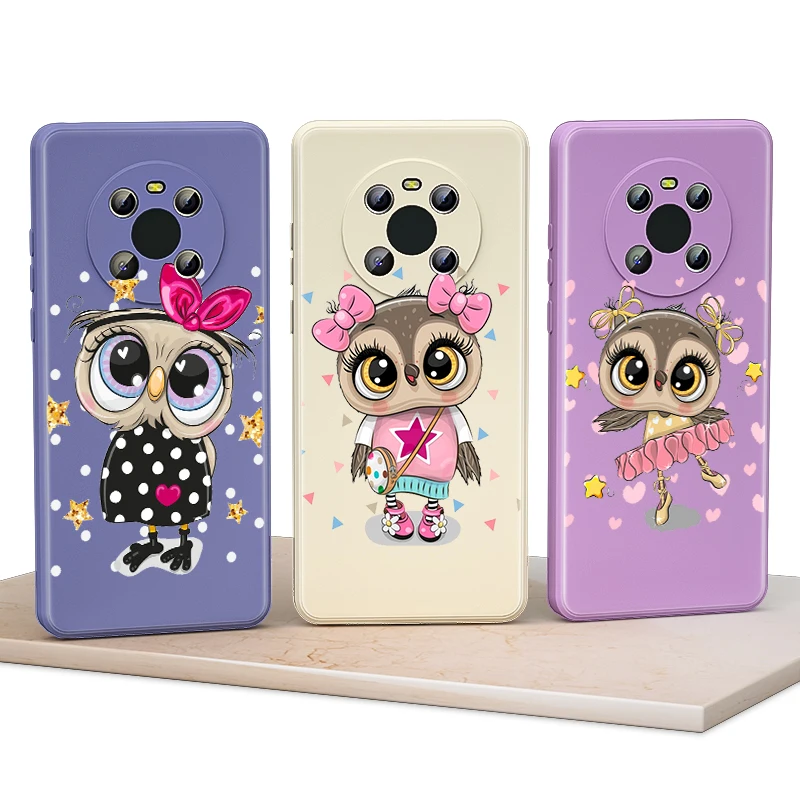 

Cartoon Animal Owl Cute for Huawei Mate 40 30 20 Pro Lite Y9 Prime Y7 Y6 2019 2020 Liquid Silicone Soft Cover Phone Case