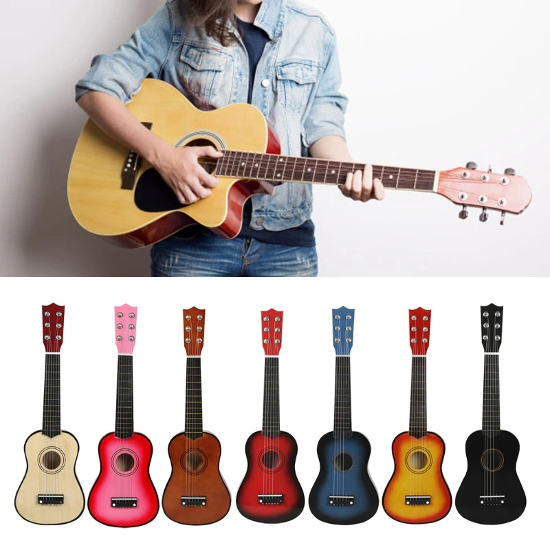 21 Inch Practical Playing Guitar Toy Wood 6 Strings Ukulele Children Learning Educational Toys Musical Instrument U7EF | Спорт и