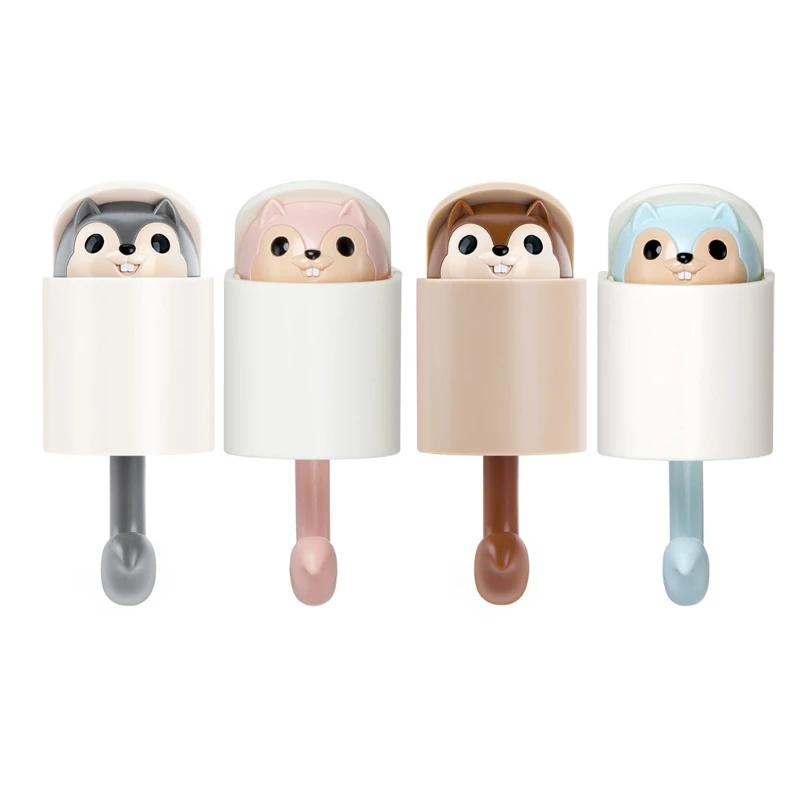 

Creative Self-Adhesive Cartoon Squirrel Keychain Hook Coat Wall Hanger Animal Hiding Shower Towel Hat Storage Holder