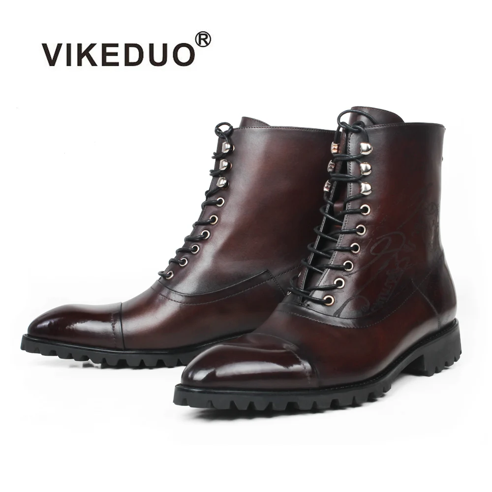 Интернет-магазин обуви Vikeduo модные трендовые ботинки роскошная мужская кожаная