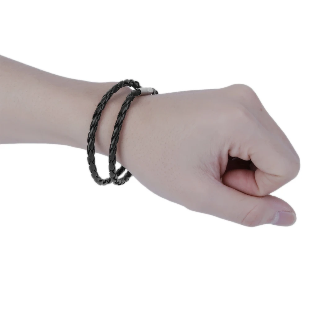 GENBOLI браслеты ручной работы плетеные из ПУ кожи с веревкой черный браслет модные