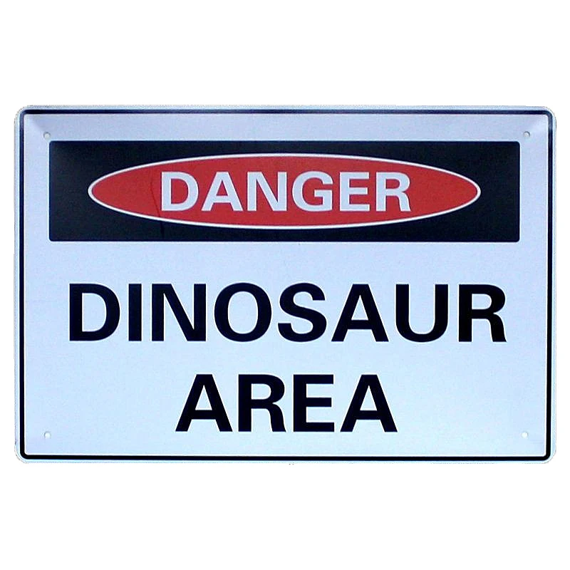 Металлический знак олова Предупреждение зона 51 опасность динозавра область
