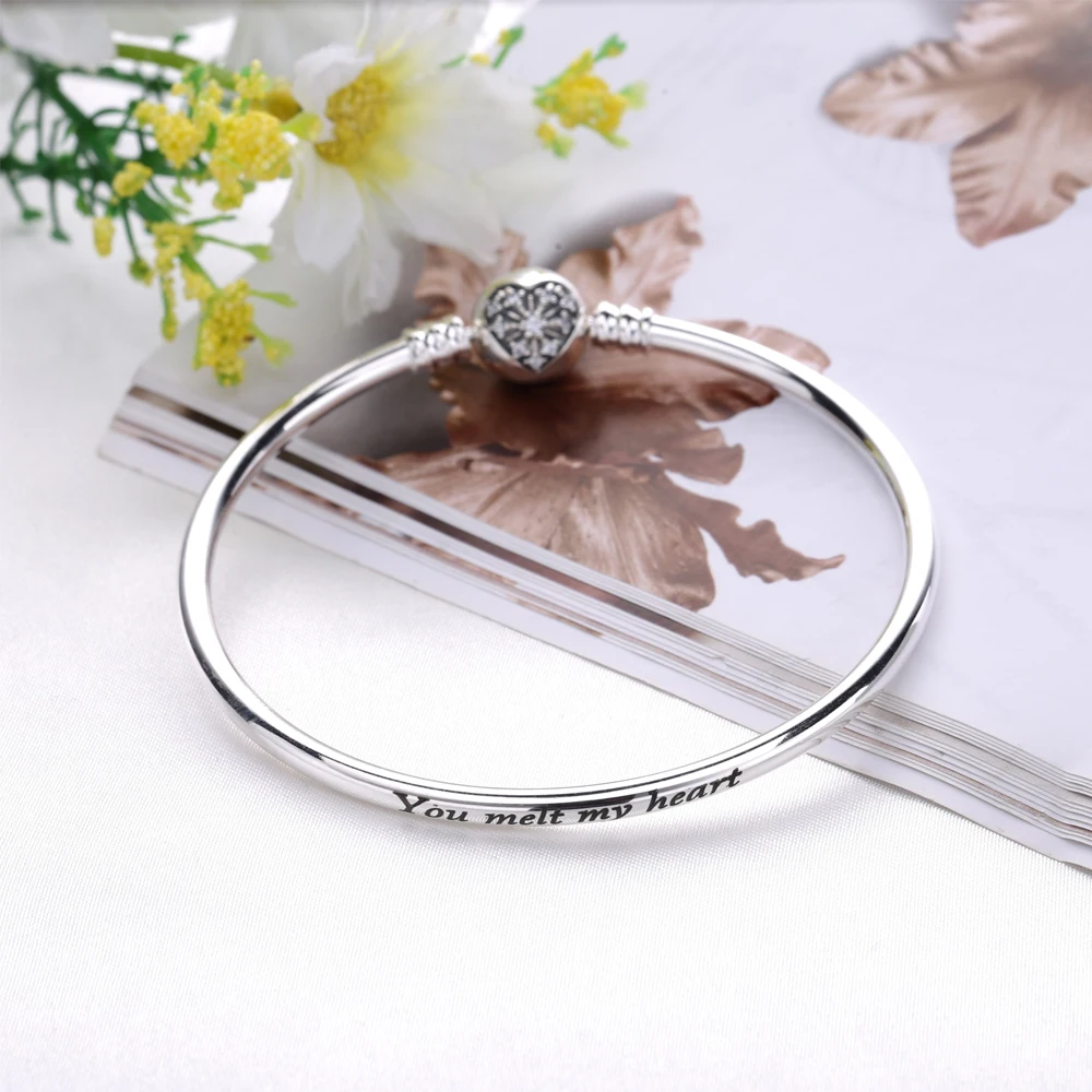 Moonmory подлинное серебро 925 пробы сердце зимы Снежинка застежка для браслета