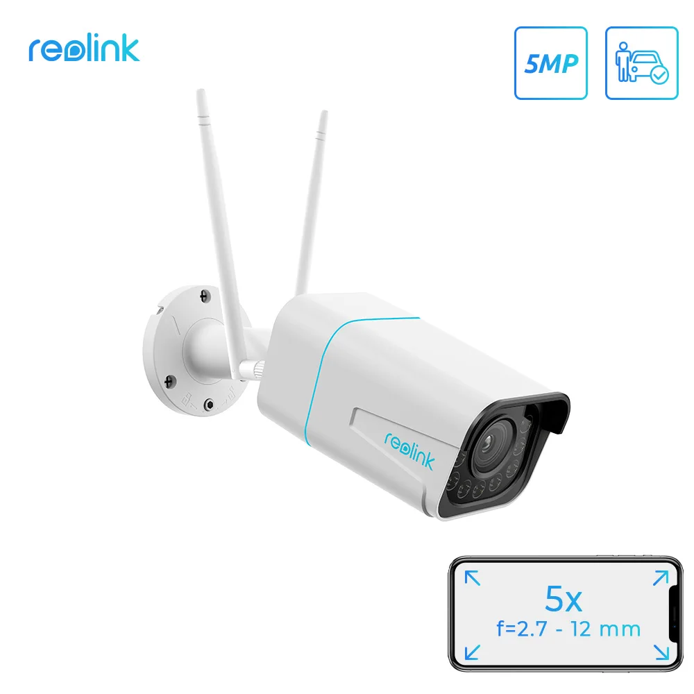 

Reolink 5MP WiFi Camera 5X Optical Zoom Outdoor Human/Car Detection Color night vision 2.4G/5Ghz Bullet Two-way Audio Smart Home