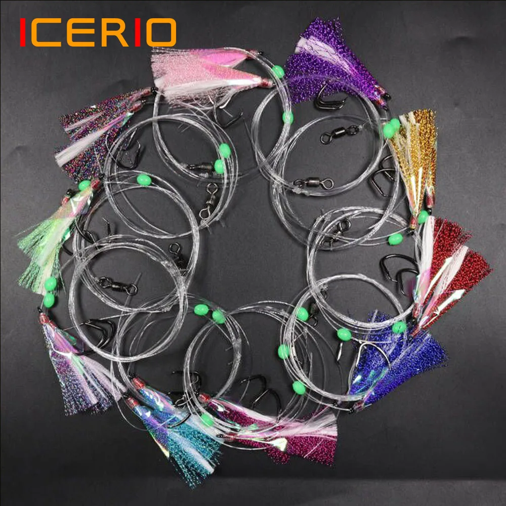 5 пакетов светящиеся рыболовные снасти Sabiki с 2 крючками | Спорт и развлечения