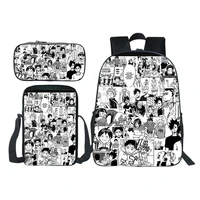 anime haikyuu backpack 3pcs set boy girl school bag teens bookbag kids rucksack giftbackpackshouder bagpen bag