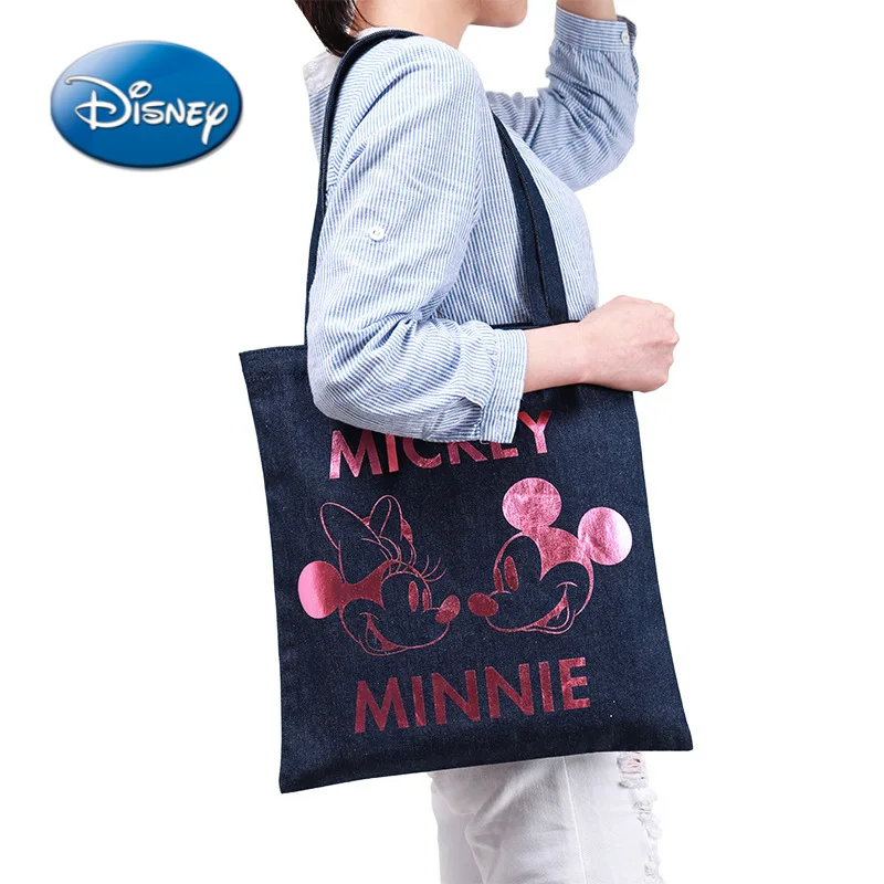 

Disney Mickey Minnie Cartoon Print Woman Canvas Shoulder Bag Girl Fashion Handbag Tote Bag Shopping Bag Kawaii Student Handbag