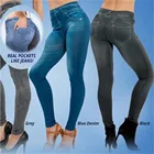 Женские джинсовые Леггинсы пуш-ап, бесшовные теплые леггинсы из эластичного бархата с высокой талией, на осень и зиму