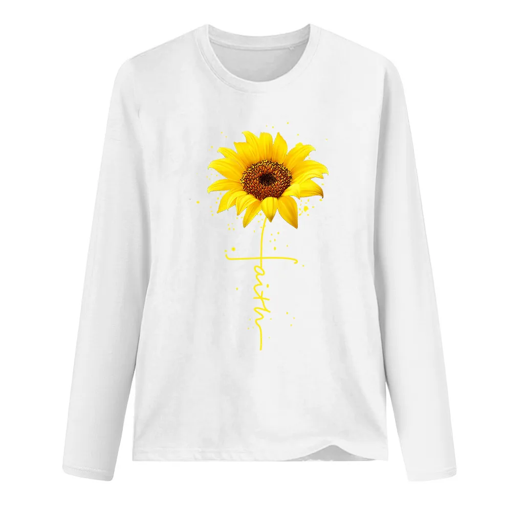 

Women Fashion T-shirt harajuku Print Round Neck Long Sleeved Tops Female T-shirt Plus Size 3XL Poleras Mujer De Moda 2019