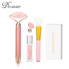 Электрический розовый КВАРЦЕВЫЙ роликовый вибрирующий нефритовый массажер для лица, для лифтинга лица, против старения, подтяжка кожи, уход за красотой