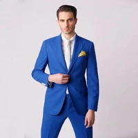 jeltonewin latest design royal blue mens jacket pants peaked lapel groom wedding tuxedo party man tuxedo slim fit suit blazer