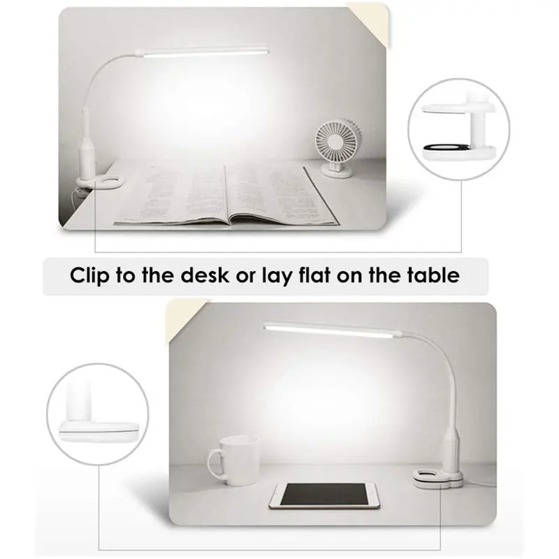 Настольная лампа 5 Вт 24 светодиода для защиты глаз с зажимом чтения