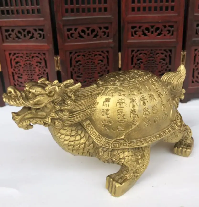 

China brass longevity dragon turtle crafts statue