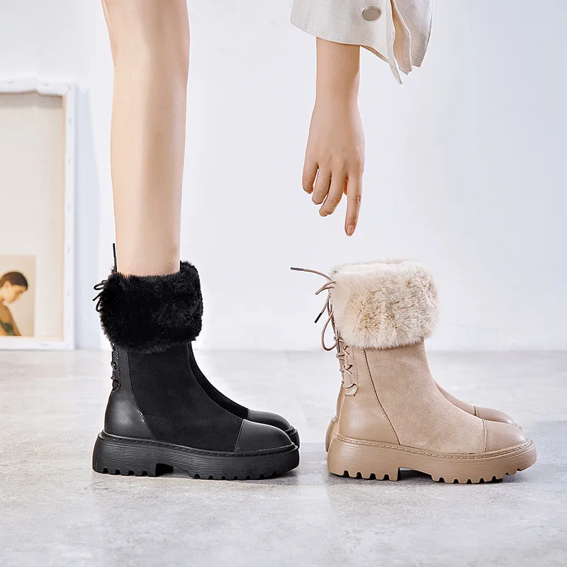 Новинка Зима 2019 теплая обувь женские зимние сапоги на платформе плюшевые до